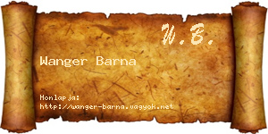 Wanger Barna névjegykártya