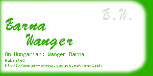 barna wanger business card